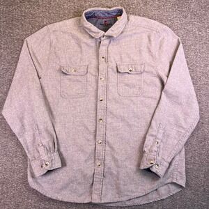 Woolrich Flannel Shirt Men 2XL Long Sleeve Button Gray 100% Cotton Double Pocket